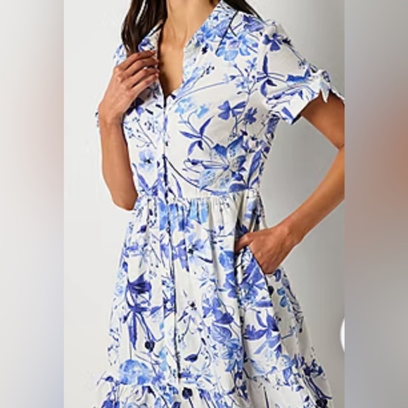 R & K Originals Womens Short Sleeve Floral Fit + Flare Dress Size 18 N… - Picture 2 of 7